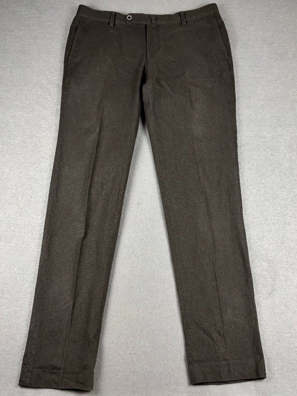 Echizenya Japan Brown Herringbone Cotton Stretch Trousers 34x32